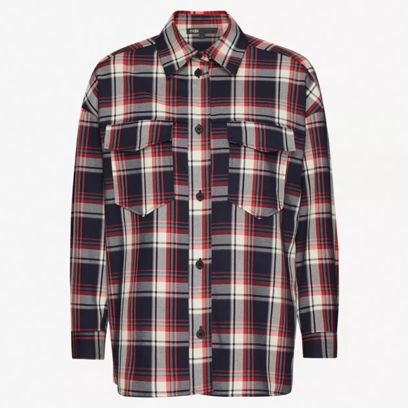 MAJE Calo Checked Plaid Woven Button Up Shirt - Picture 2 of 14